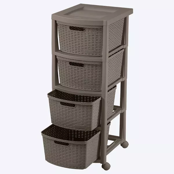 Cajonero Rimax Apariencia Rattan 4 Gavetas Altas Mocca