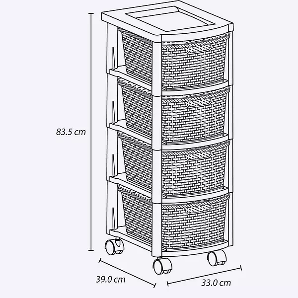 Cajonero Rimax Apariencia Rattan 4 Gavetas Altas Mocca