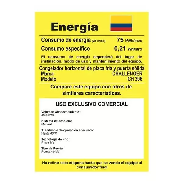 Congelador Challenger Ch396 535 Lts Doble Puerta