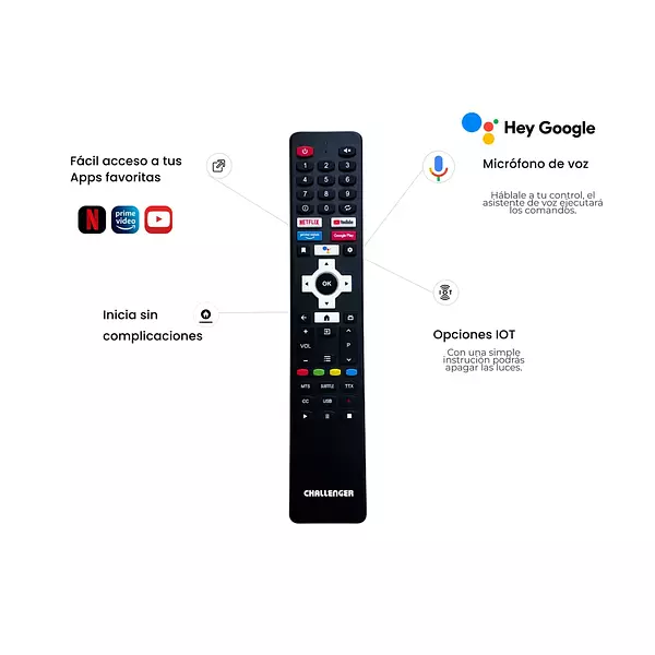 Televisor Challenger 50" Androidtv Uhd Smarttv Bt T2